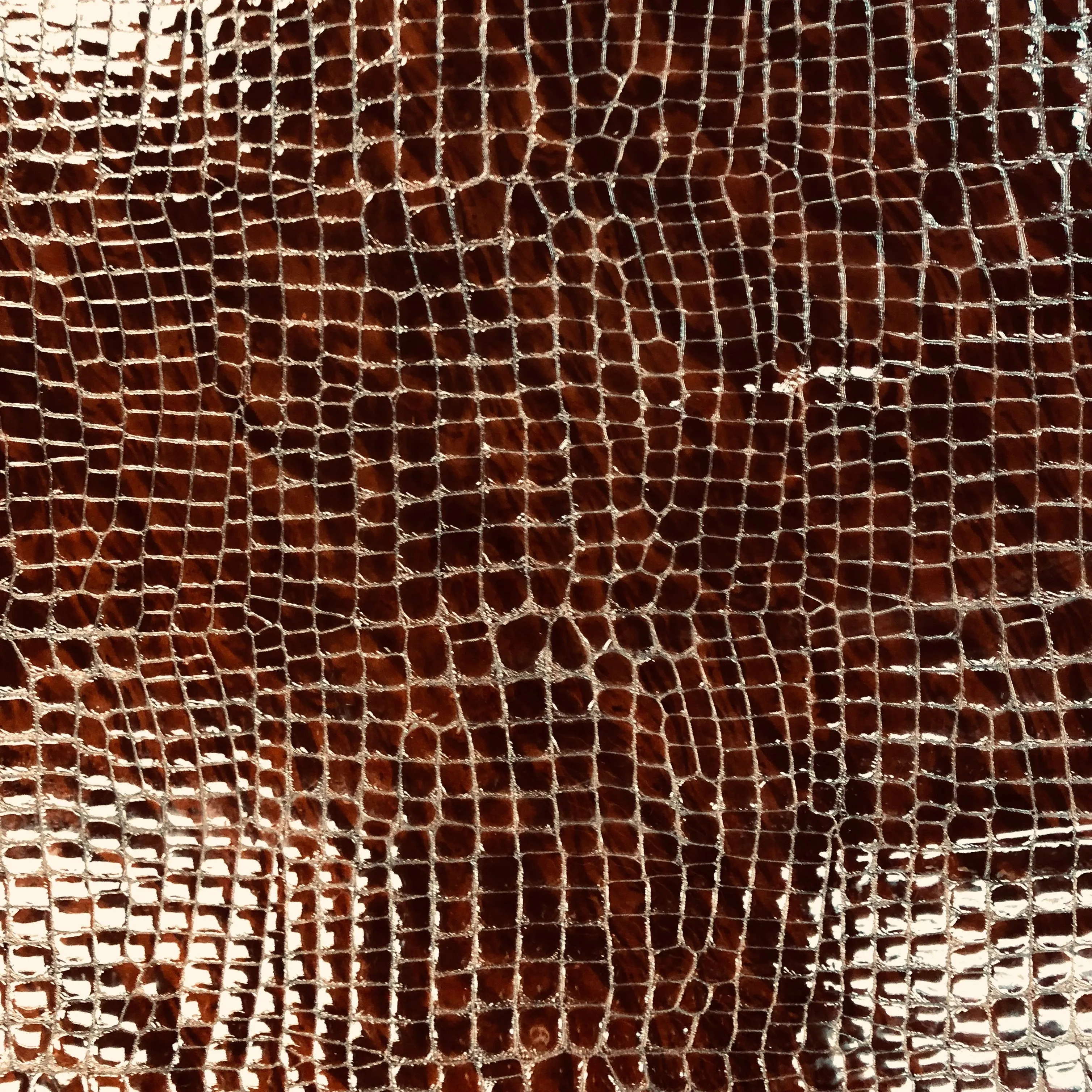 2oz Variegated Brown Crocodile Embossed Cow Leather (per square foot)