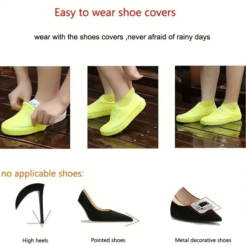 3-Pairs: Outdoor Latex Rain Boots Waterproof Shoe Cover - White