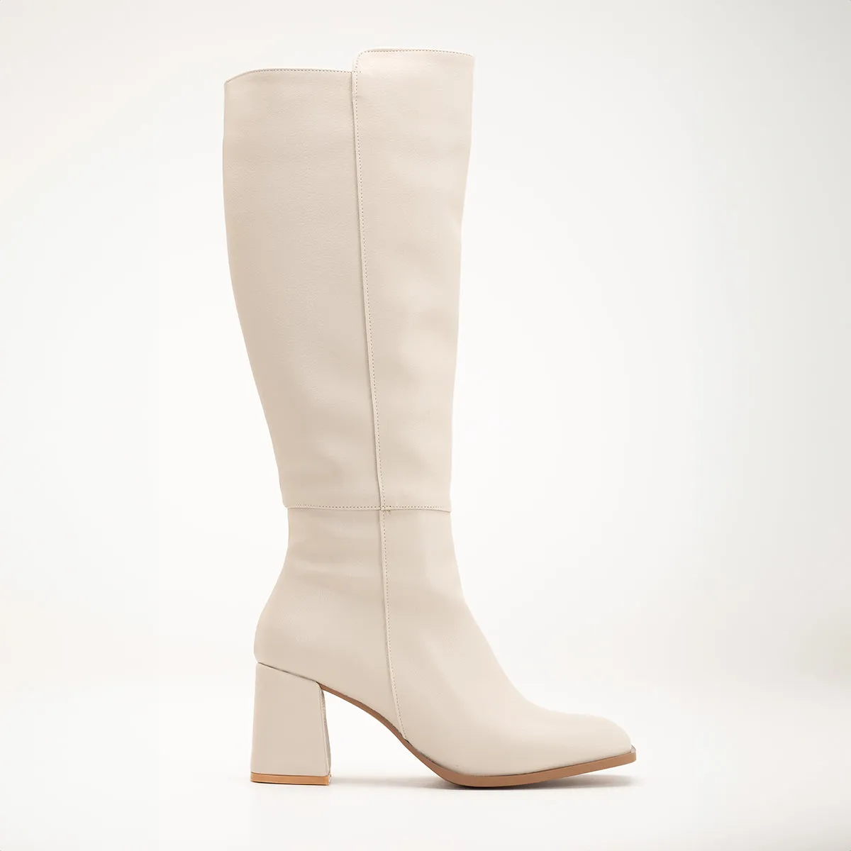 Adele - Beige Knee High Boots