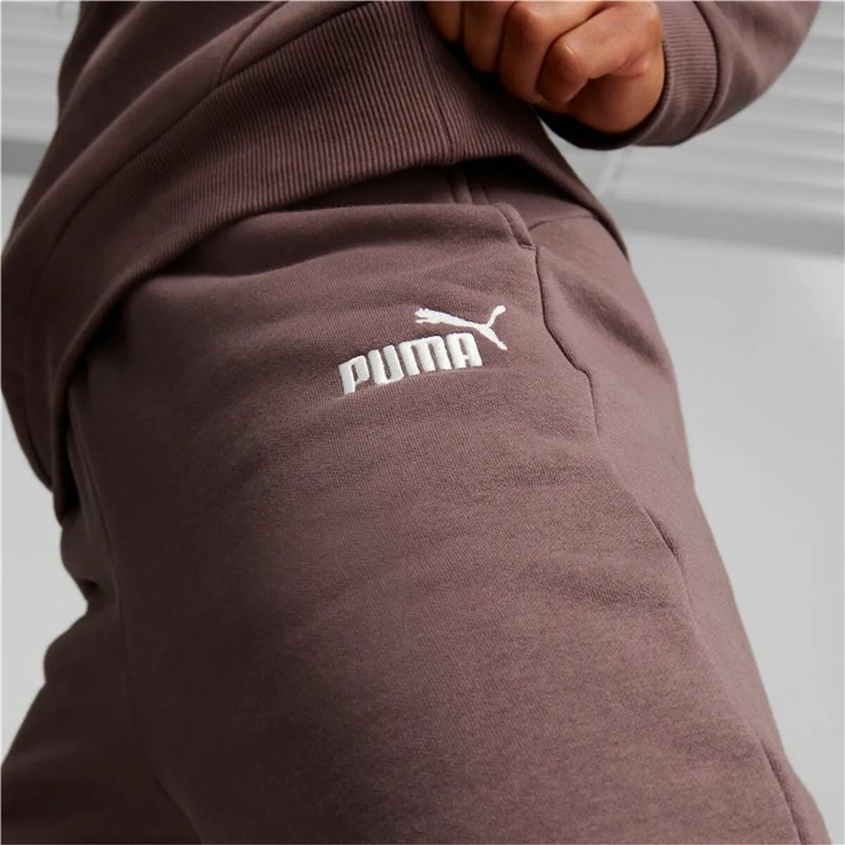 Adult's Tracksuit Bottoms Puma Ess  Embroidery High-Waist Brown Lady
