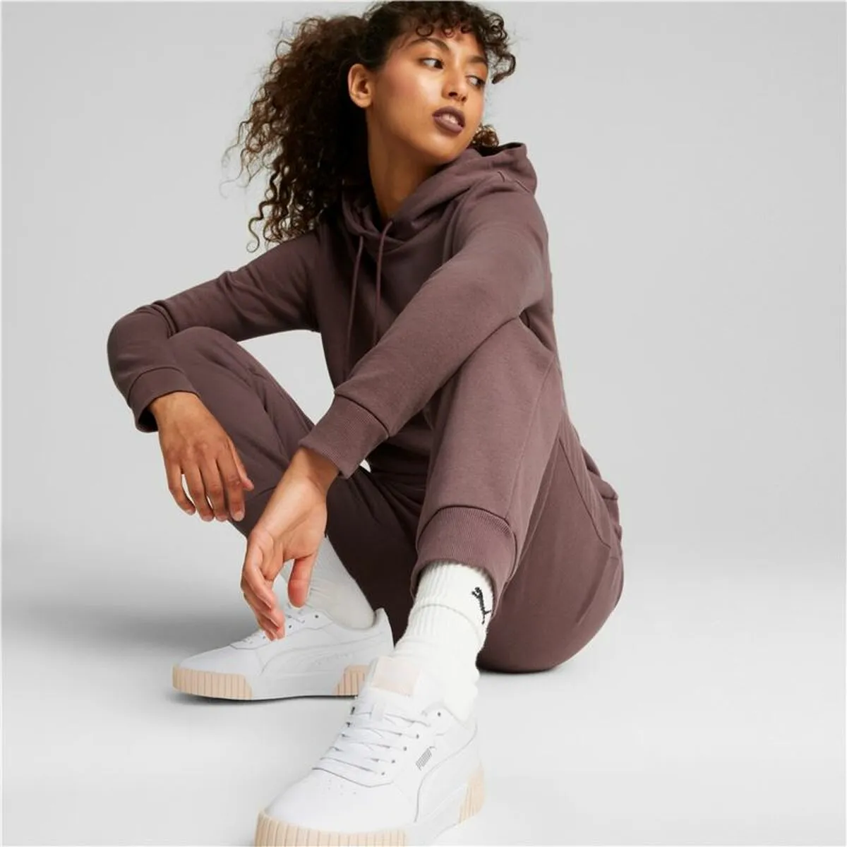 Adult's Tracksuit Bottoms Puma Ess  Embroidery High-Waist Brown Lady