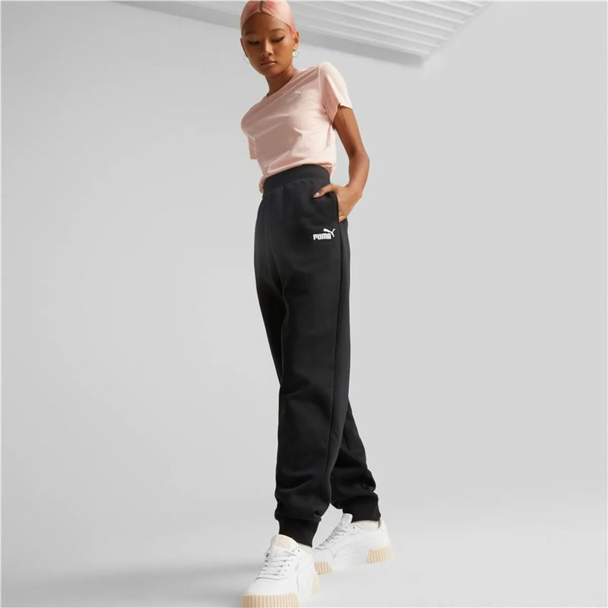 Adult's Tracksuit Bottoms Puma ESS  Embroidery High-Waist Lady Black