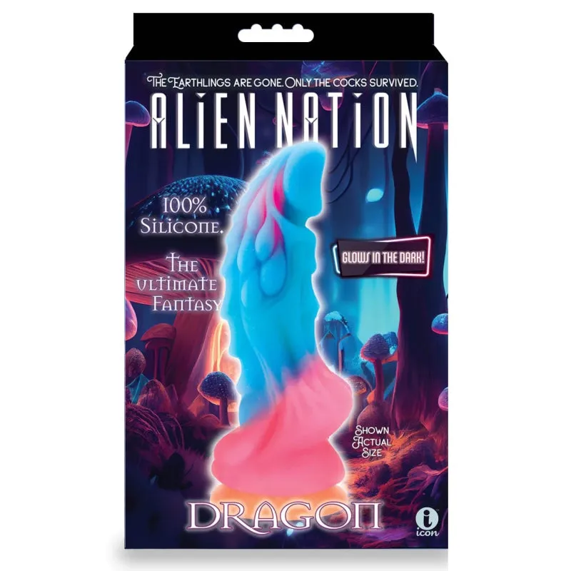 Alien Nation Dragon Silicone Glow in the Dark Creature Dildo - Multicolor