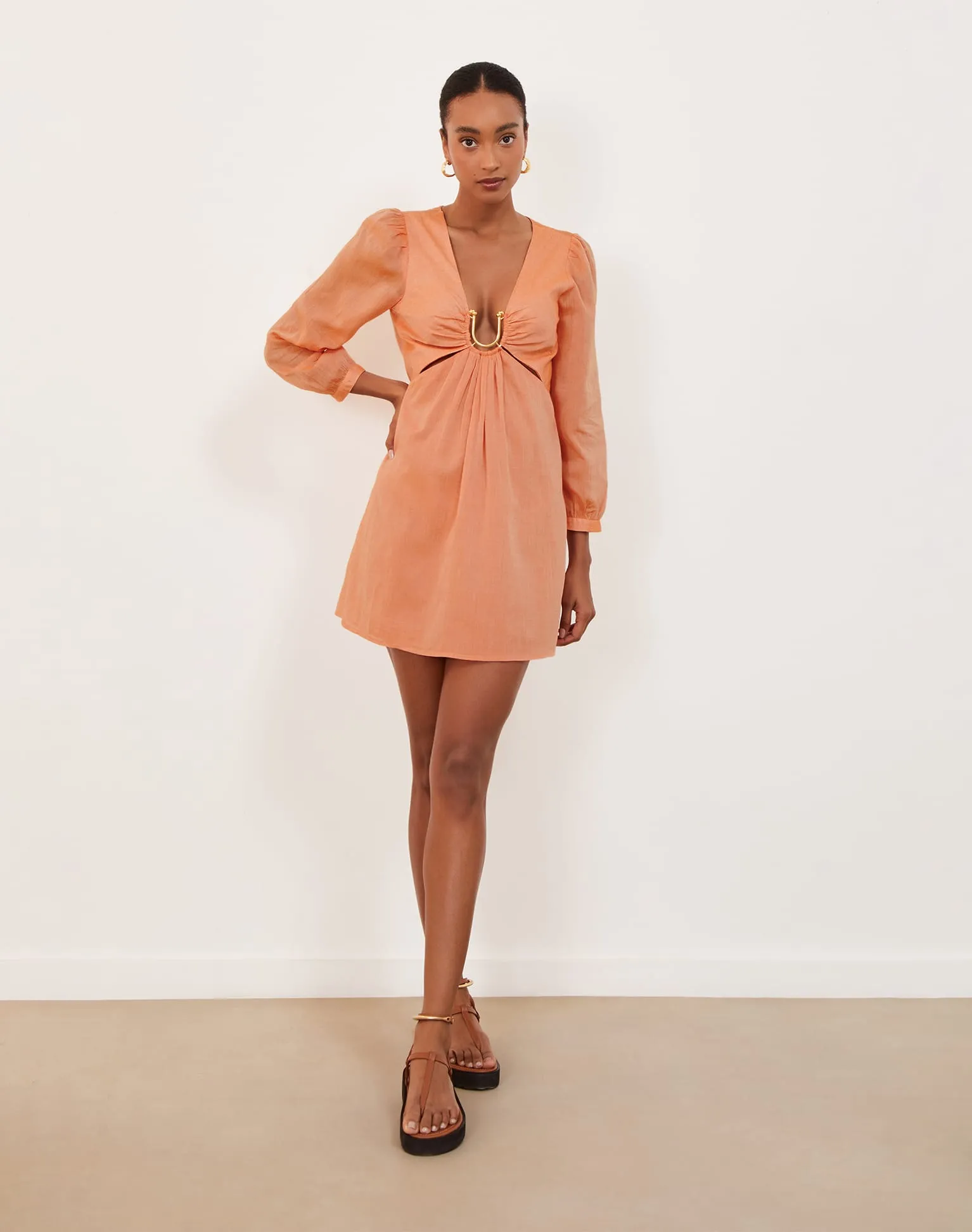 Amelia Detail Short Dress - Grapefruit