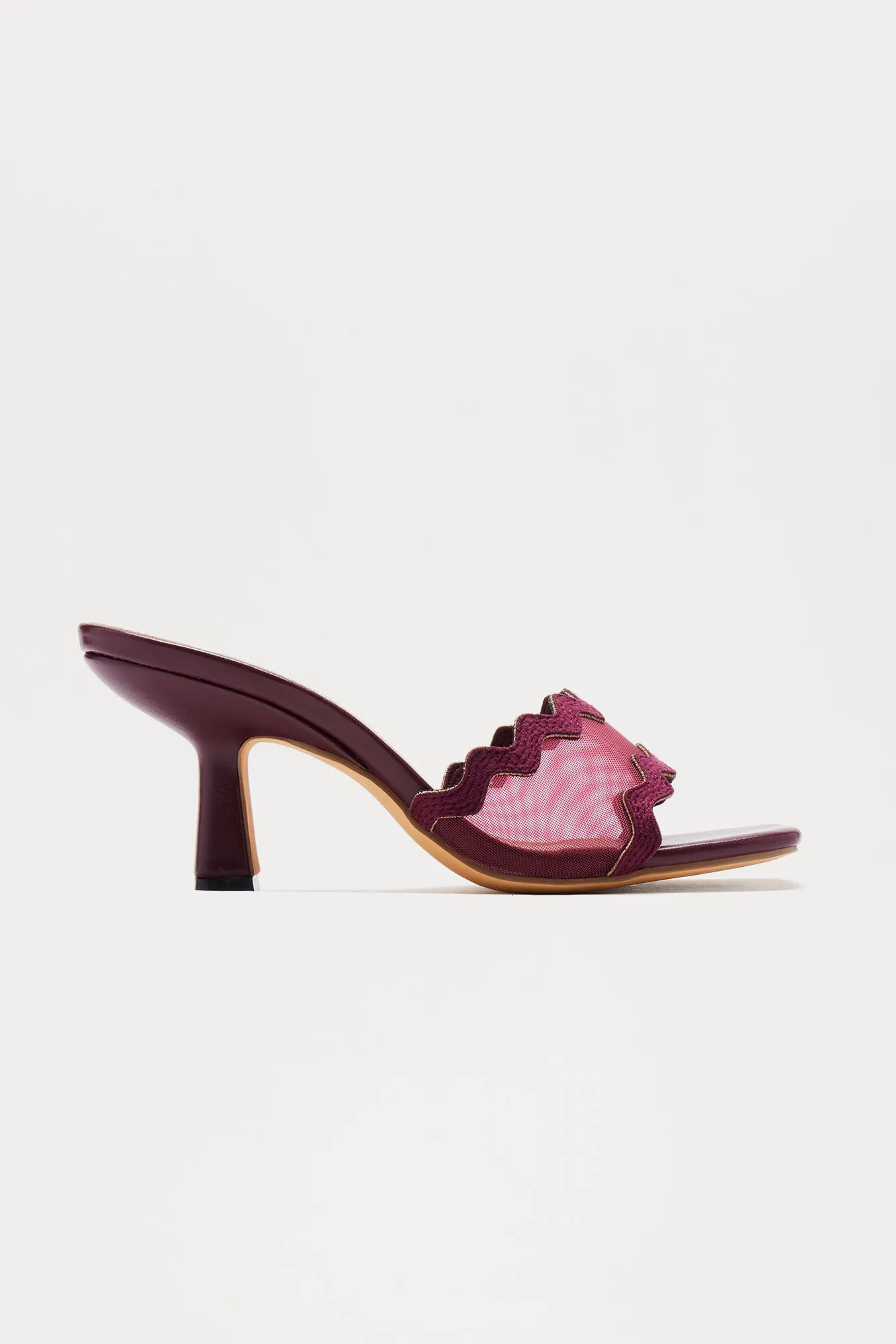 Austine Mesh Mules - Burgundy