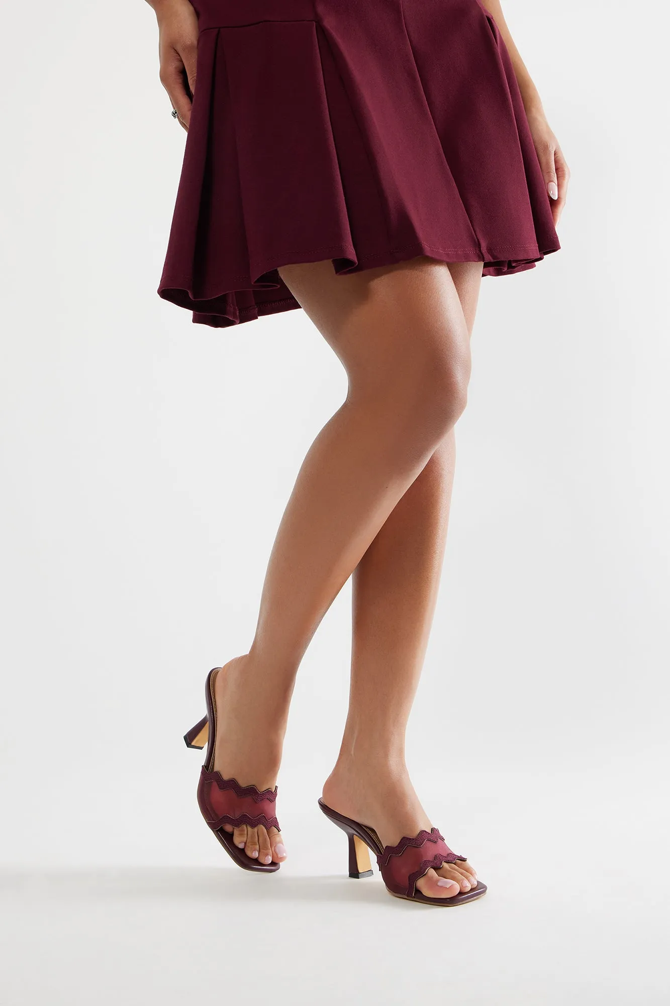 Austine Mesh Mules - Burgundy