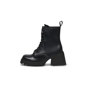 Black Fringe Lace Up Combat Boots