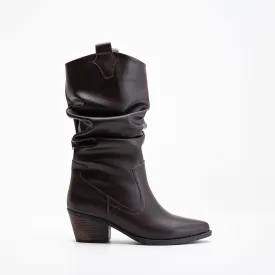 Bonnie - Brown Slouch Western Boots