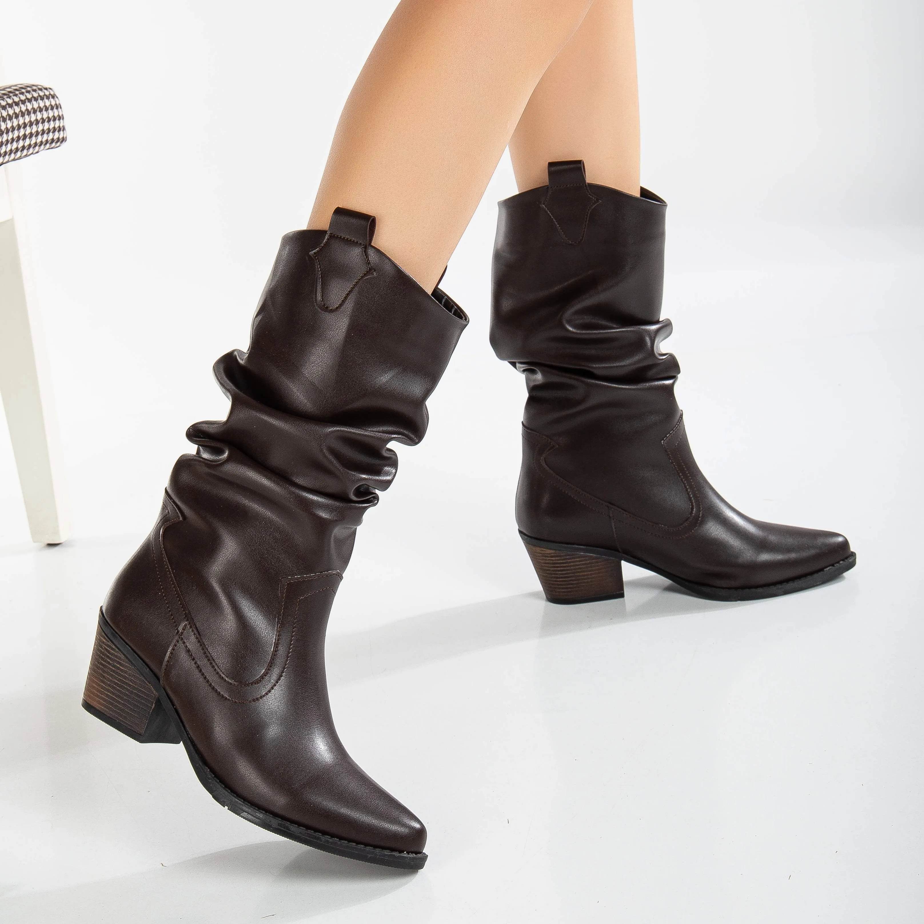 Bonnie - Brown Slouch Western Boots