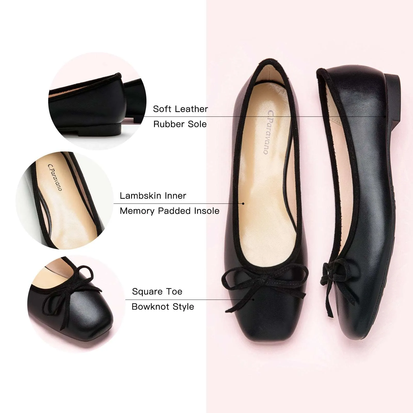 Bowknot Ballet Flats (Elena) Black