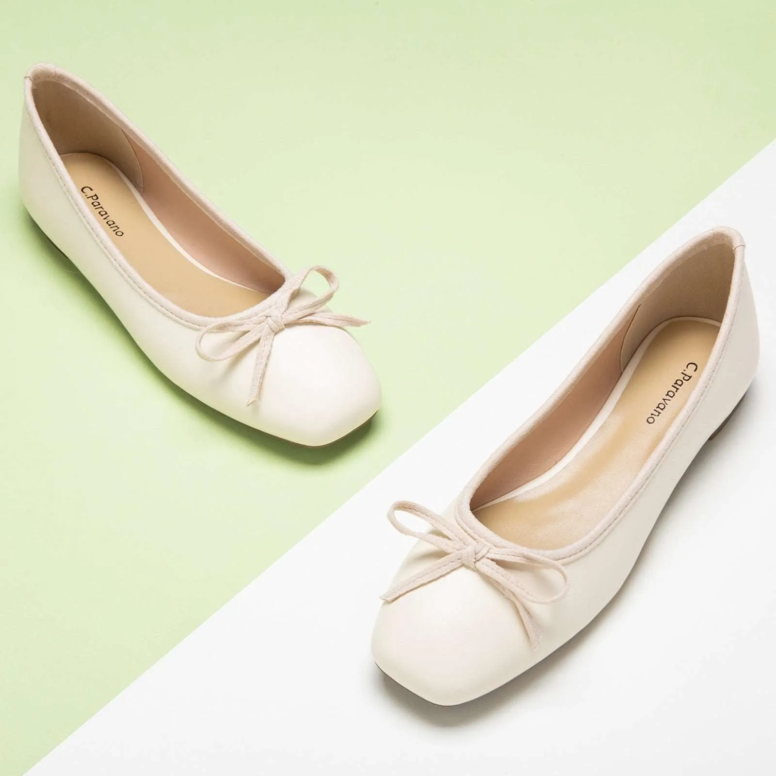 Bowknot Ballet Flats (Elena) White