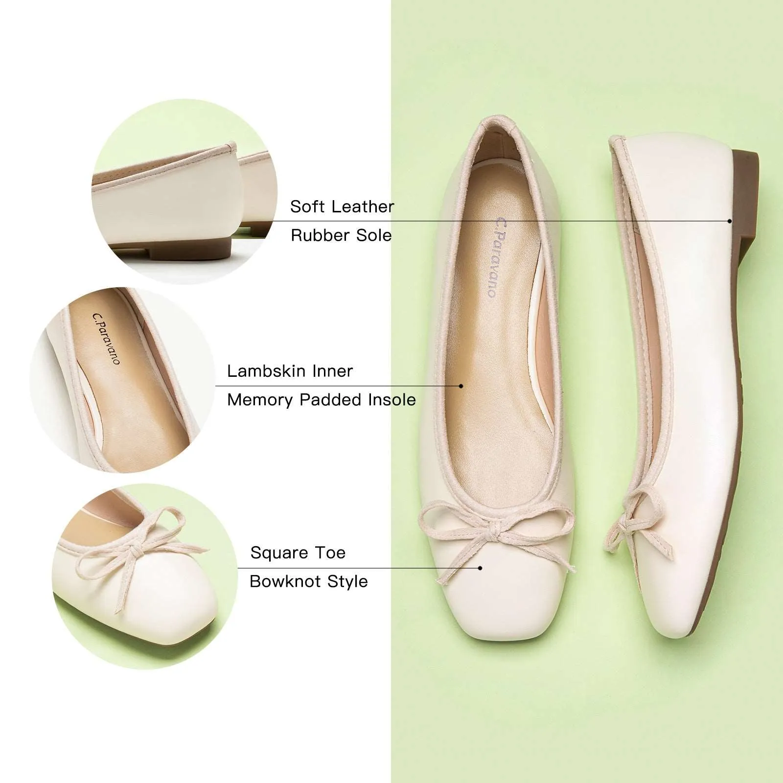 Bowknot Ballet Flats (Elena) White