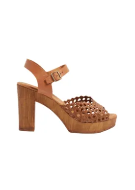 BROWN HEELED SANDALS