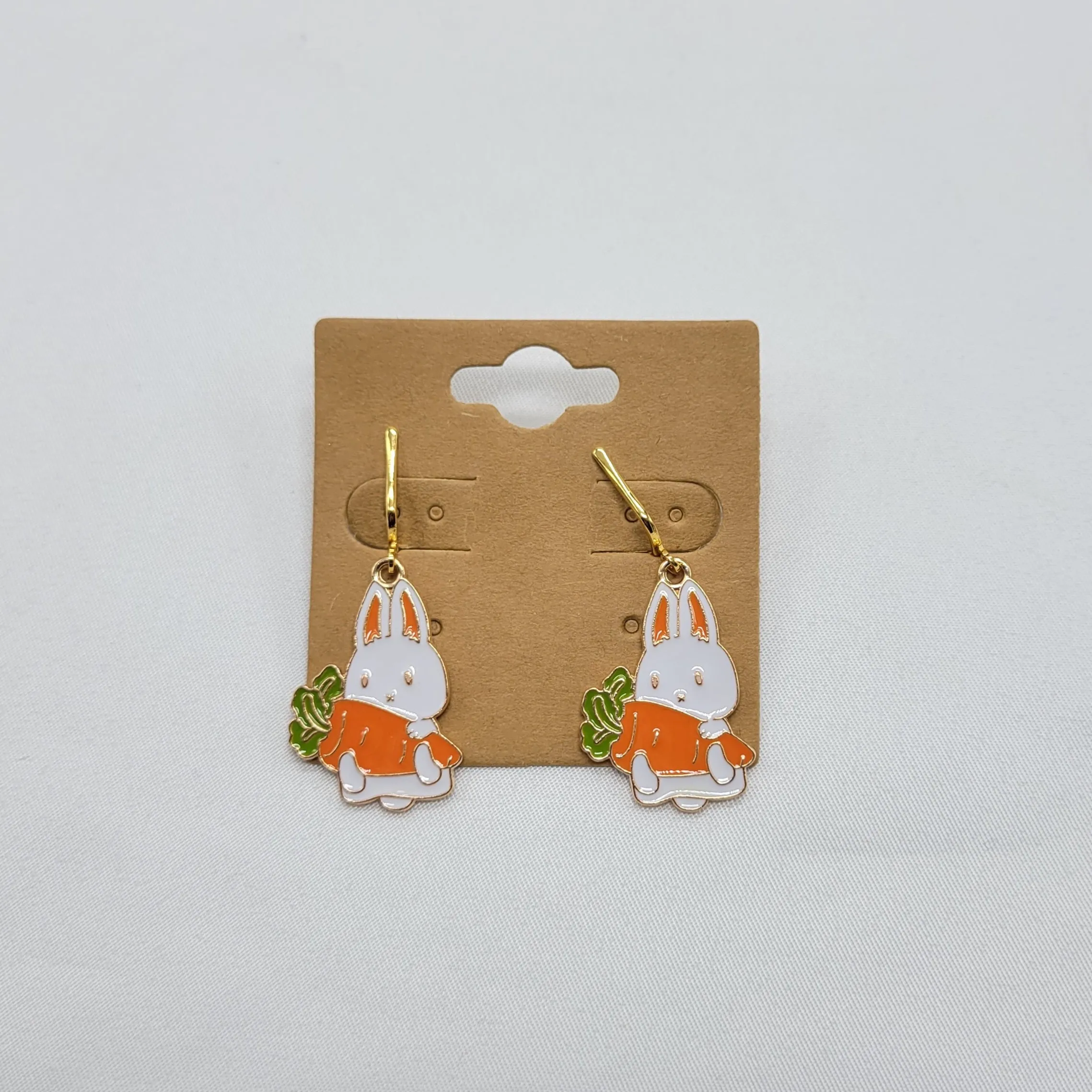 Bunny with Carrot Clip On Earrings