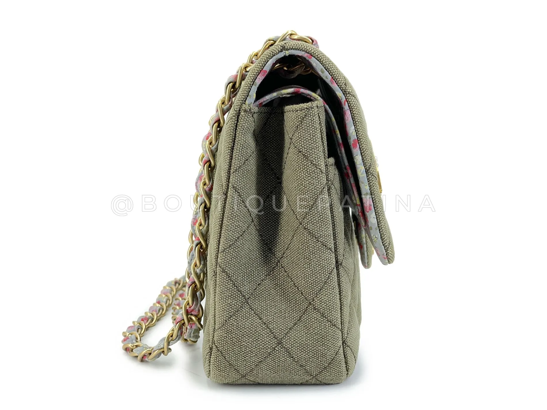 Chanel 17C Coco Cuba Khaki Medium Classic Double Flap Bag GHW CPX