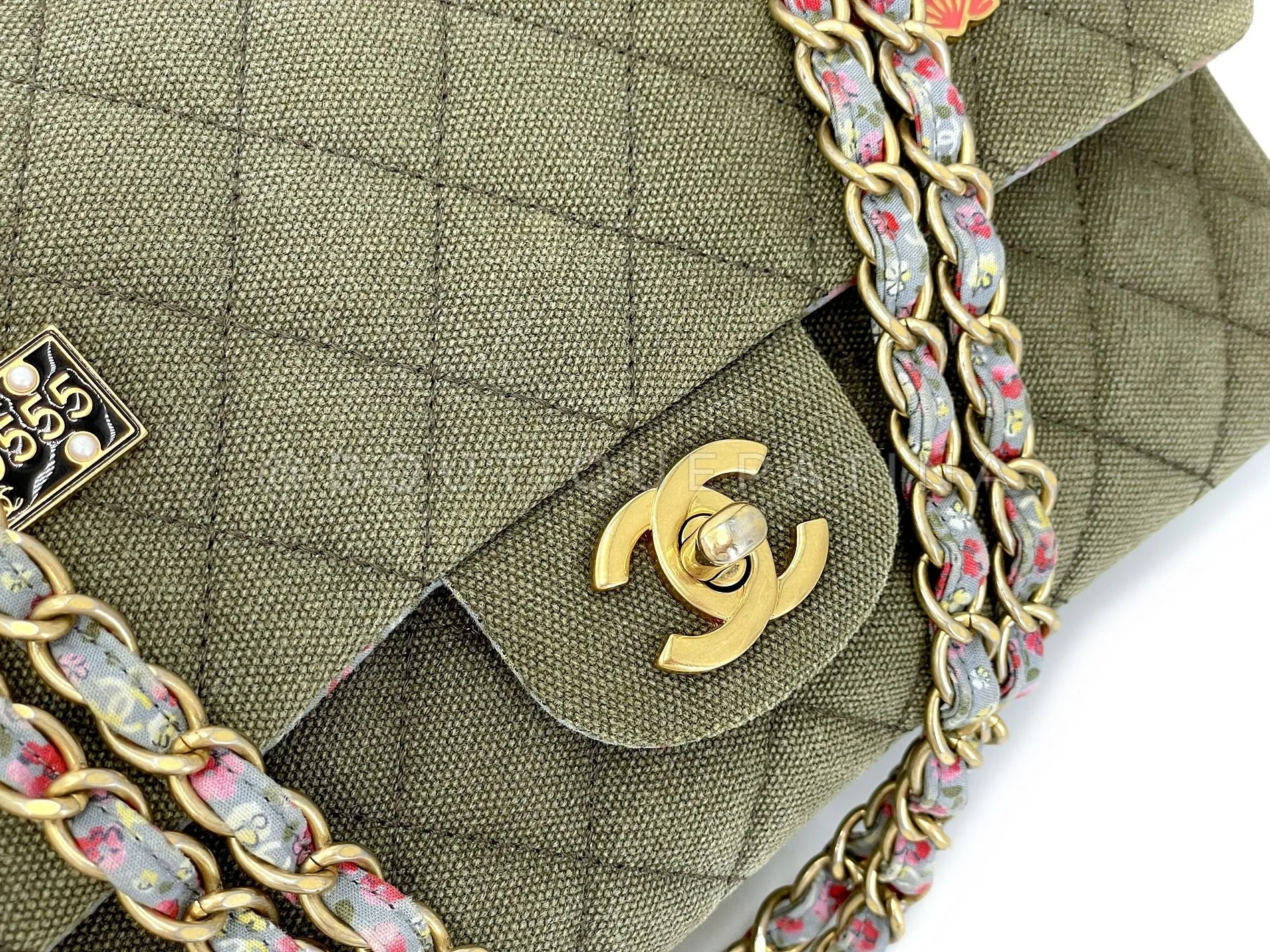 Chanel 17C Coco Cuba Khaki Medium Classic Double Flap Bag GHW CPX
