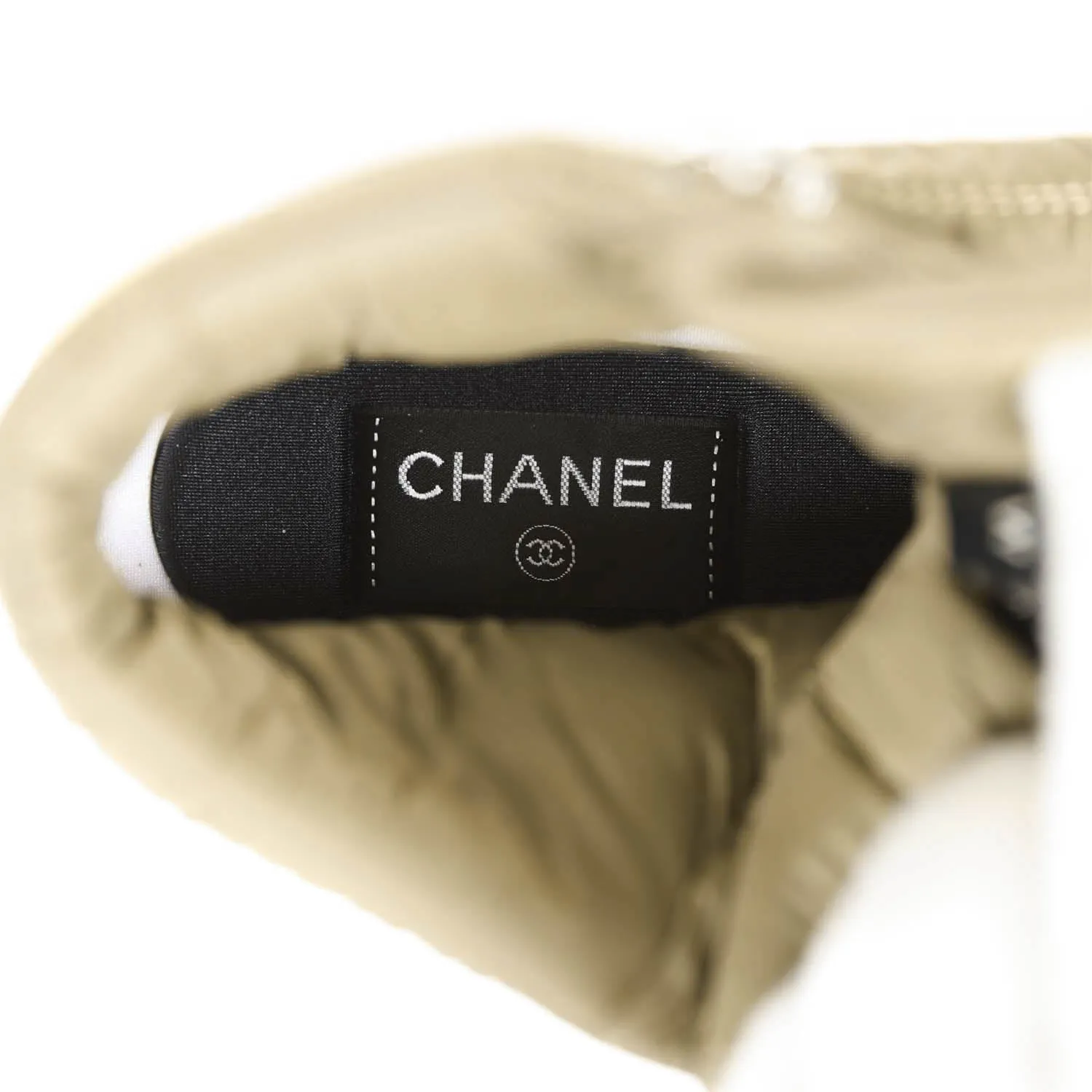Chanel CC Hightop Winter Sneakers Olive Green Nylon and Suede 35