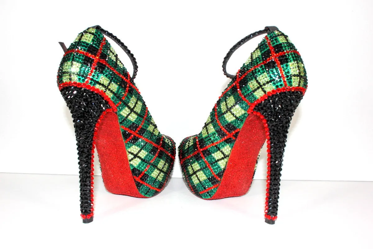 Crystal Plaid Heel: Scotland-Inspired Pumps