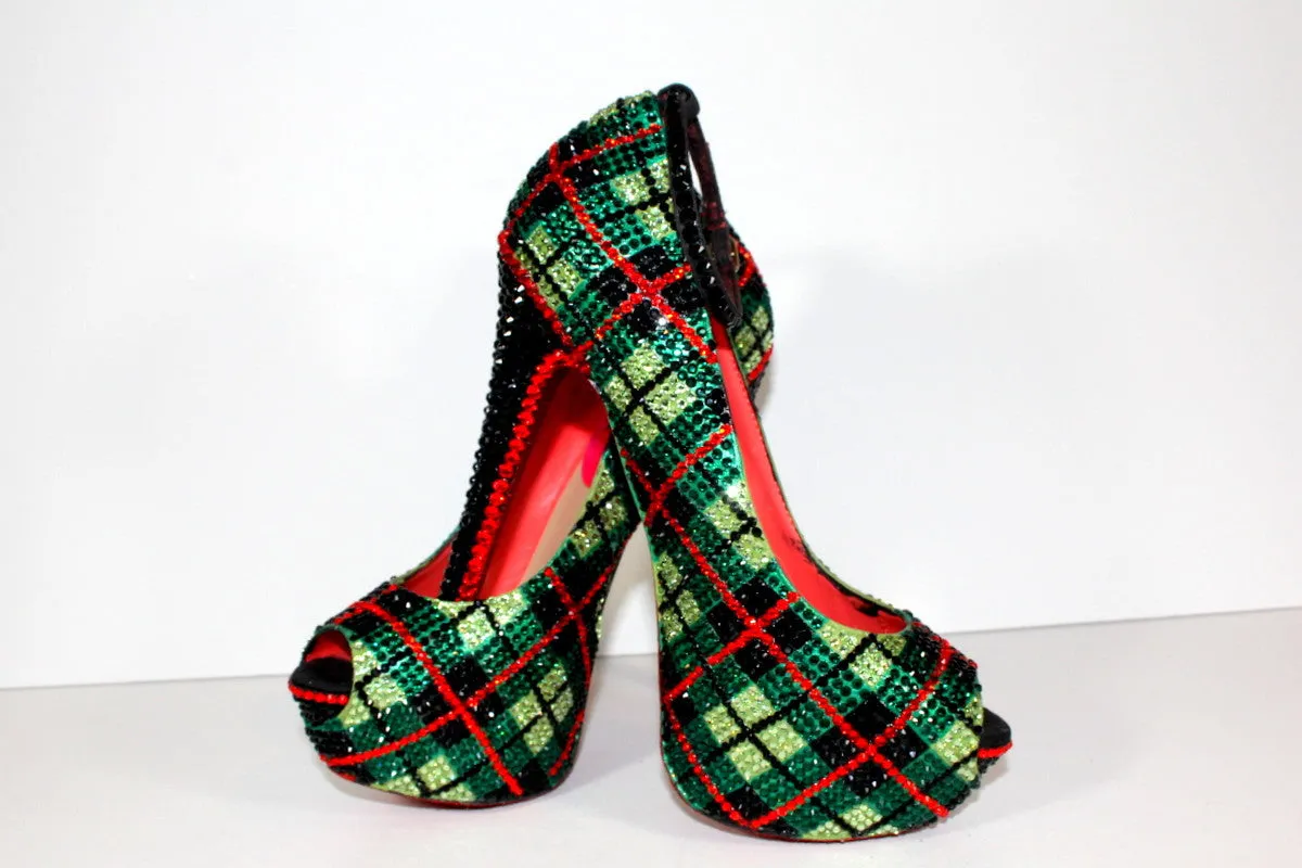 Crystal Plaid Heel: Scotland-Inspired Pumps