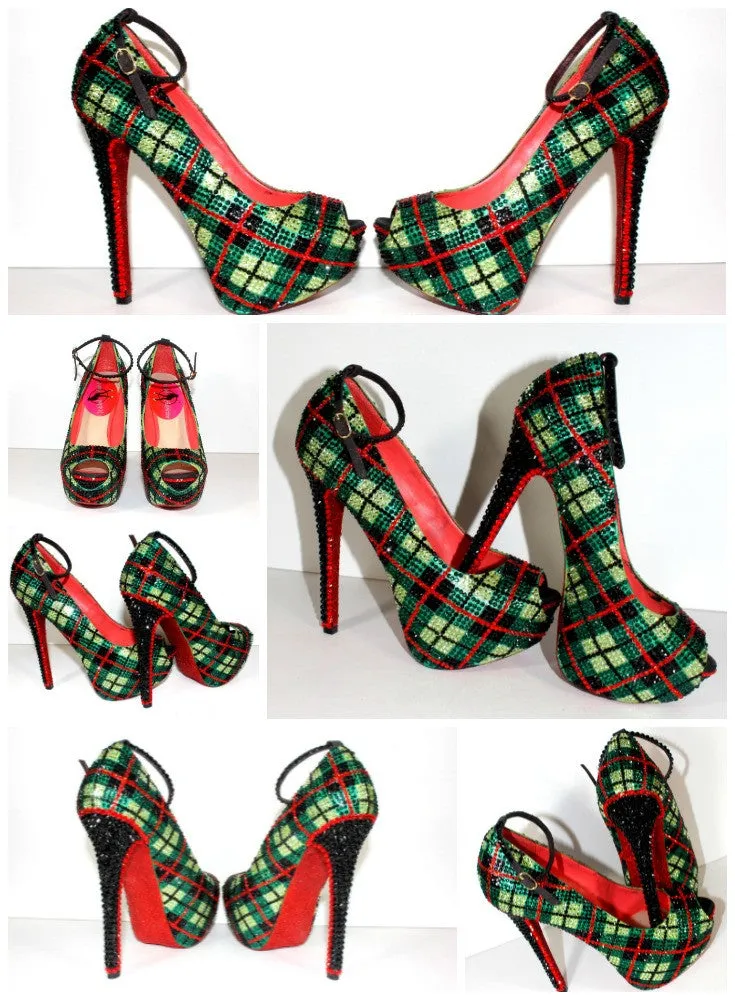 Crystal Plaid Heel: Scotland-Inspired Pumps