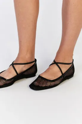 DoF Isabella Black Cotton Net Flat