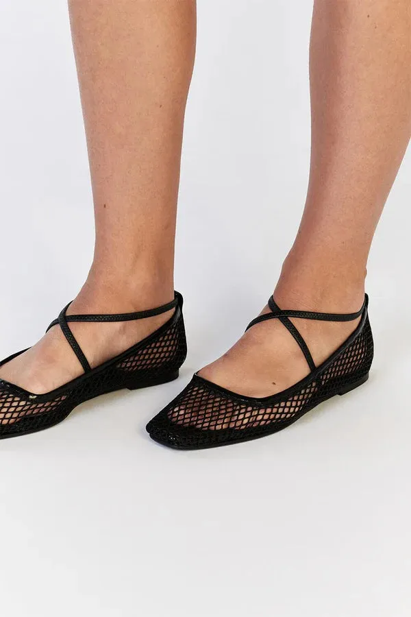 DoF Isabella Black Cotton Net Flat