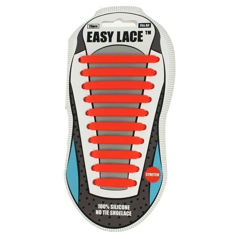 EASY LACE NO TIE ELASTIC SILICONE SLIP ON TRAINERS SHOELACES 20 PIECE