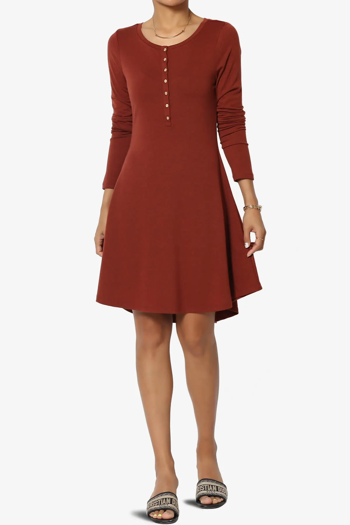 Elysia Long Sleeve Fit & Flare Jersey Dress PLUS