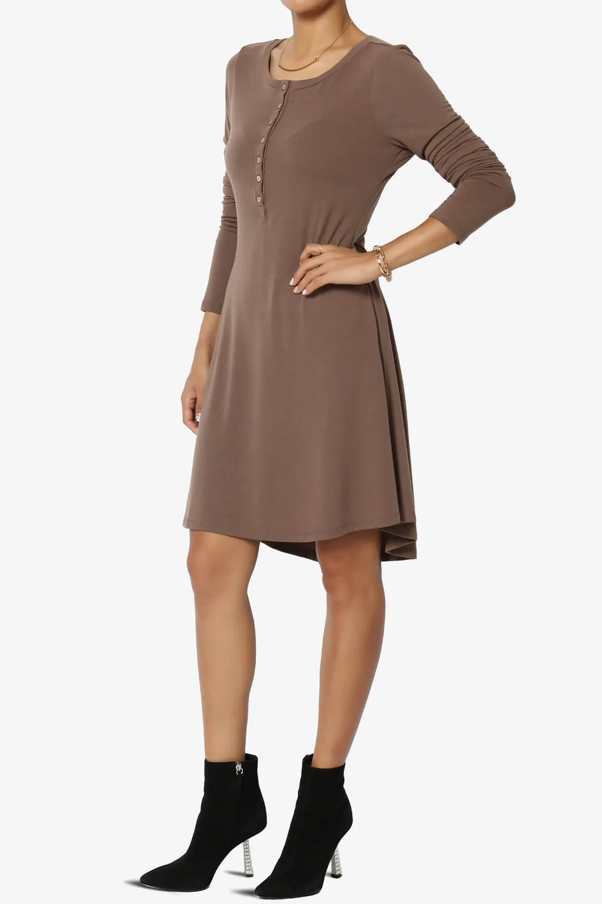 Elysia Long Sleeve Fit & Flare Jersey Dress PLUS