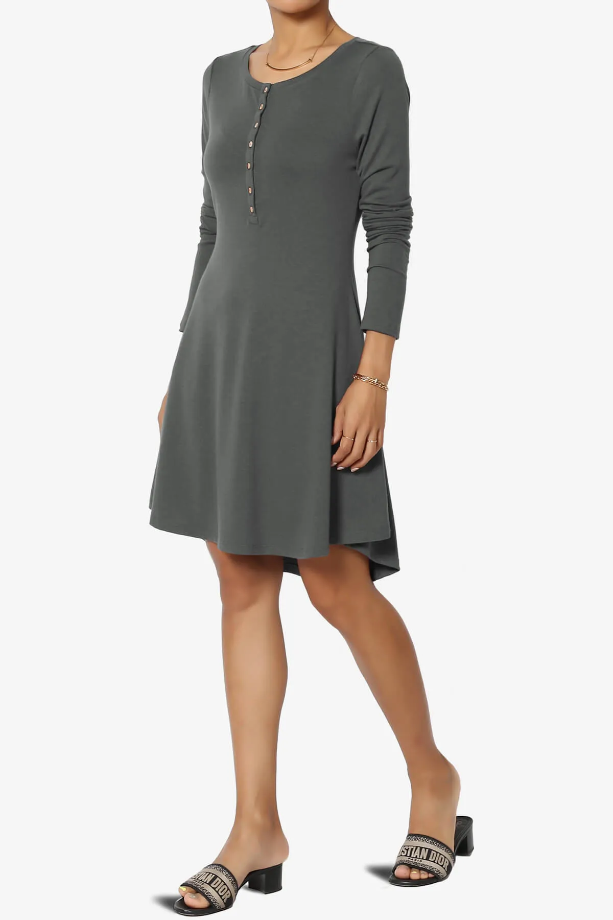 Elysia Long Sleeve Fit & Flare Jersey Dress PLUS