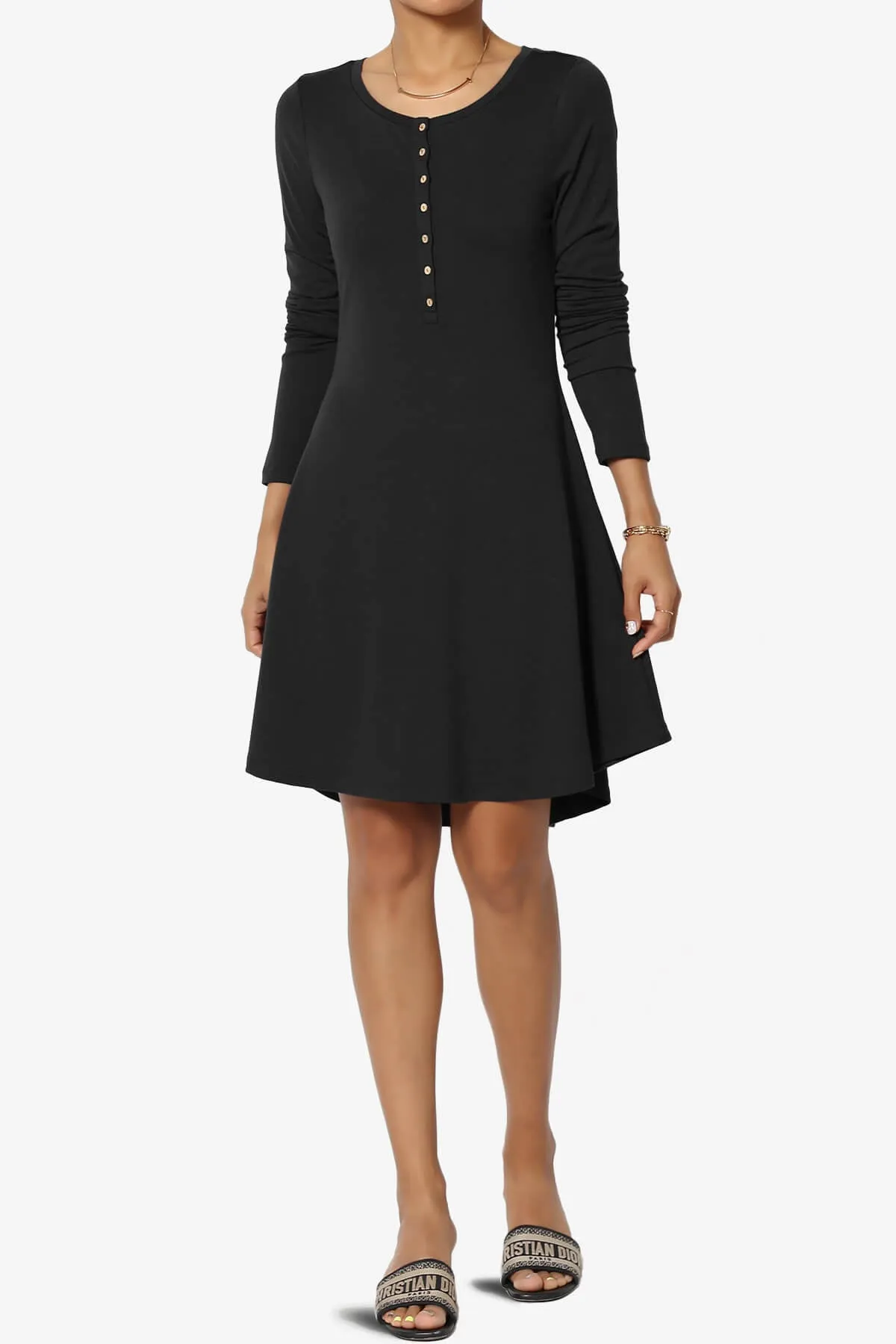 Elysia Long Sleeve Fit & Flare Jersey Dress PLUS