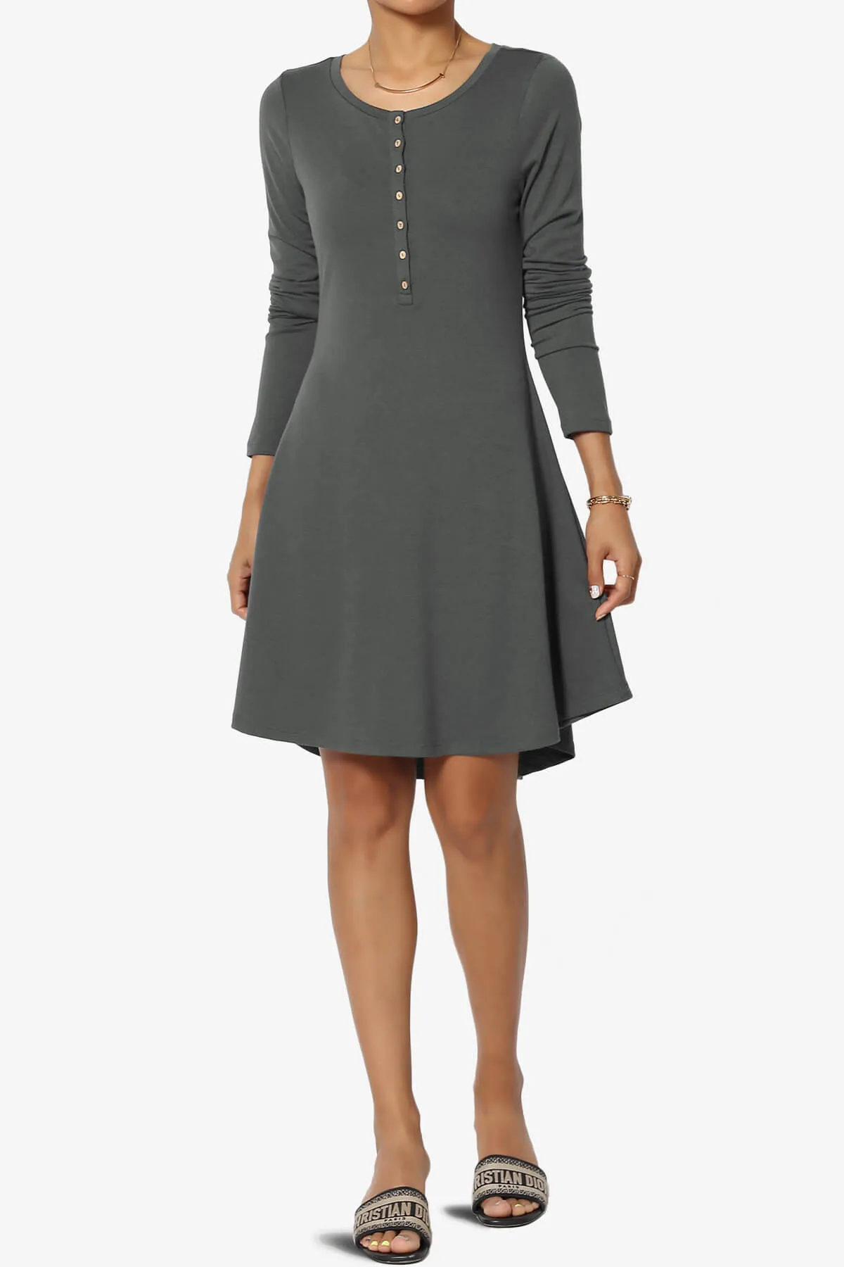 Elysia Long Sleeve Fit & Flare Jersey Dress PLUS