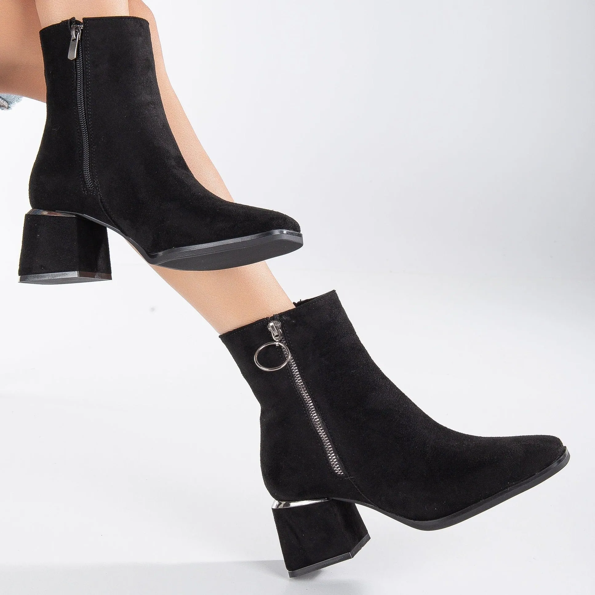 Esme - Black Suede Ankle Boots