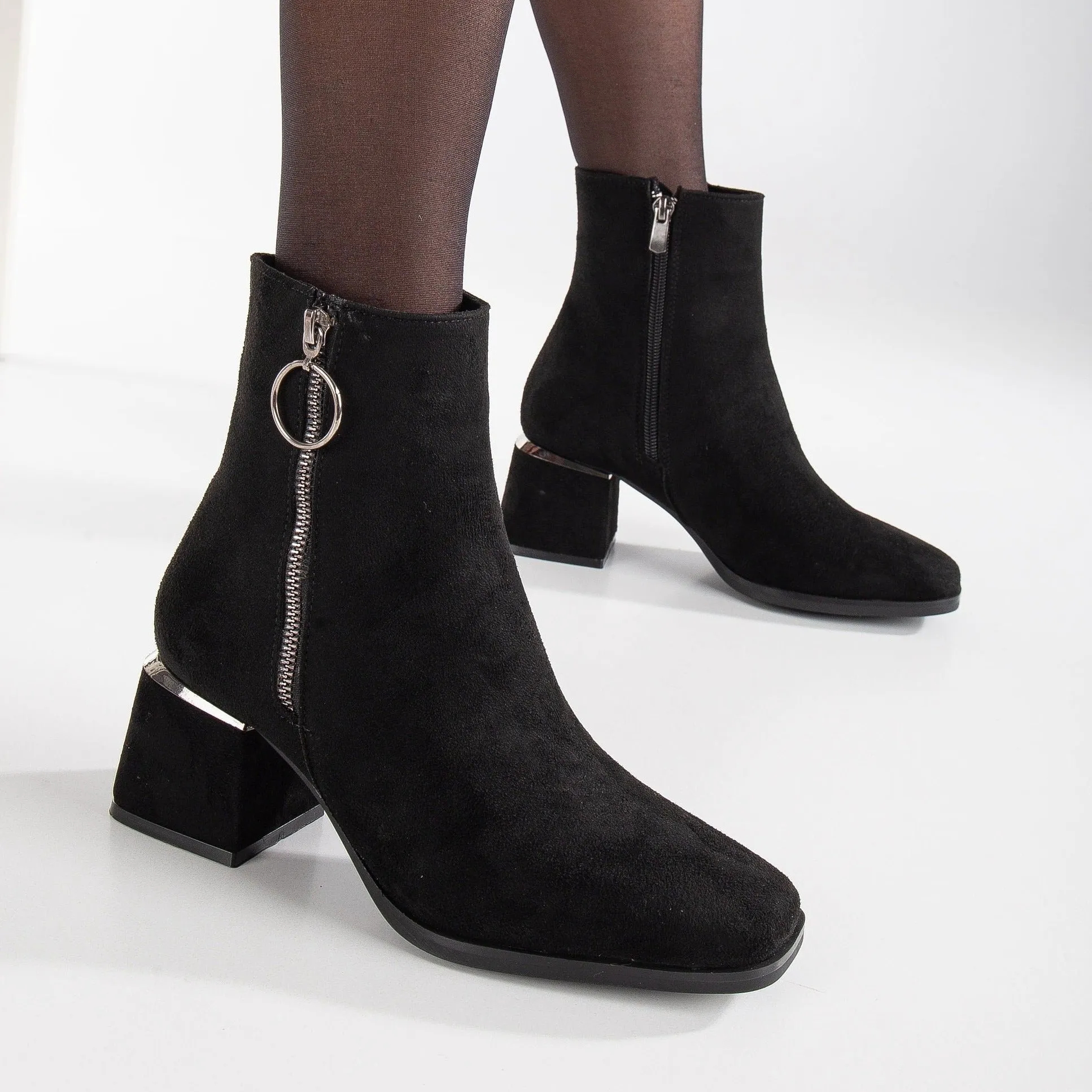 Esme - Black Suede Ankle Boots
