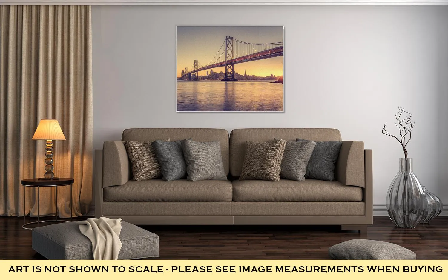 Gallery Wrapped Canvas, Classic Panoramic View Of San Francisco Skyline With Famous Oakland Bay Bridge