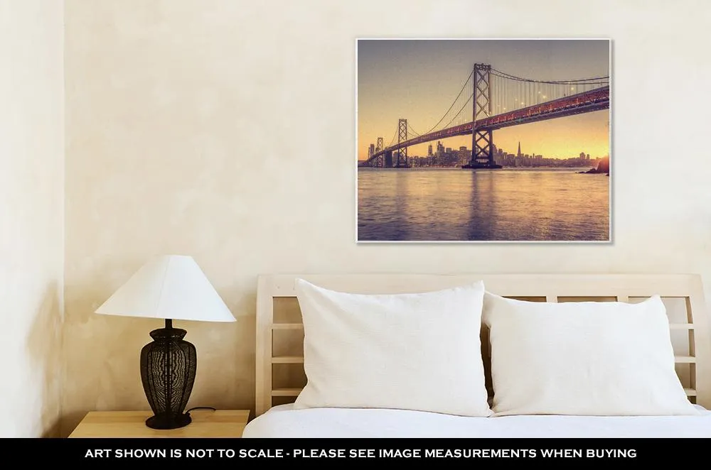Gallery Wrapped Canvas, Classic Panoramic View Of San Francisco Skyline With Famous Oakland Bay Bridge