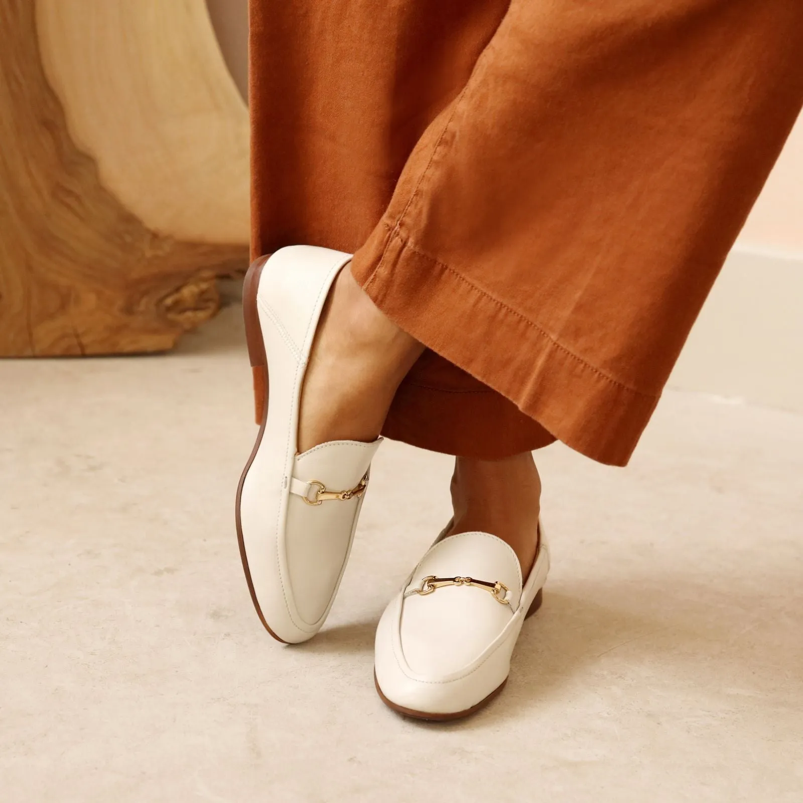 Harper: Ivory Leather Loafers
