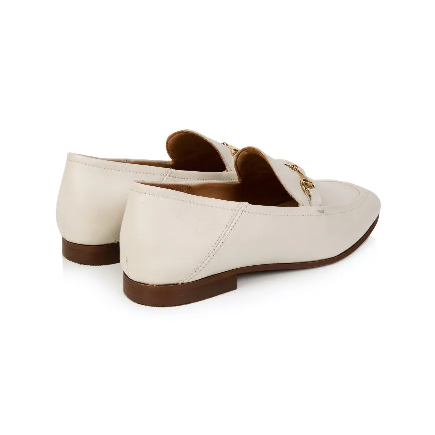 Harper: Ivory Leather Loafers