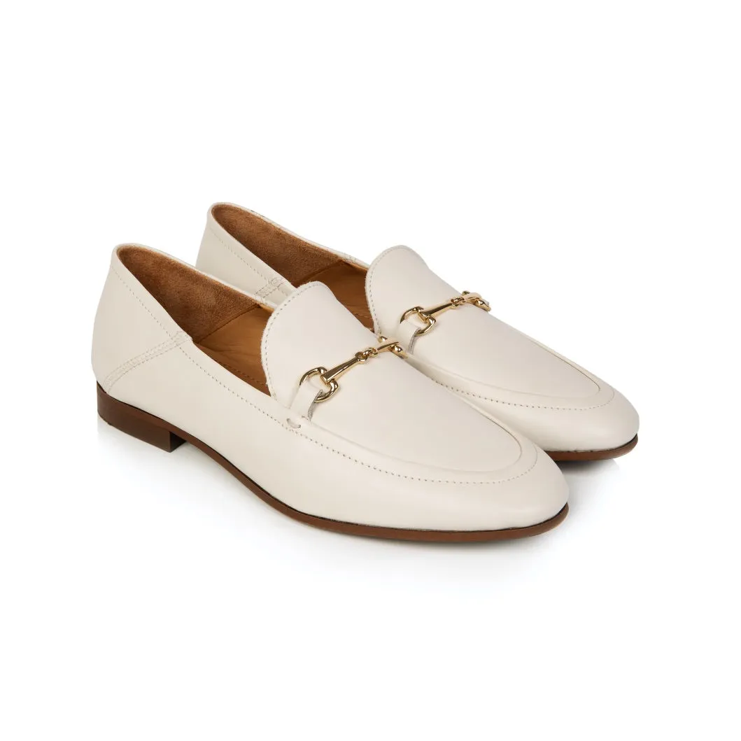 Harper: Ivory Leather Loafers