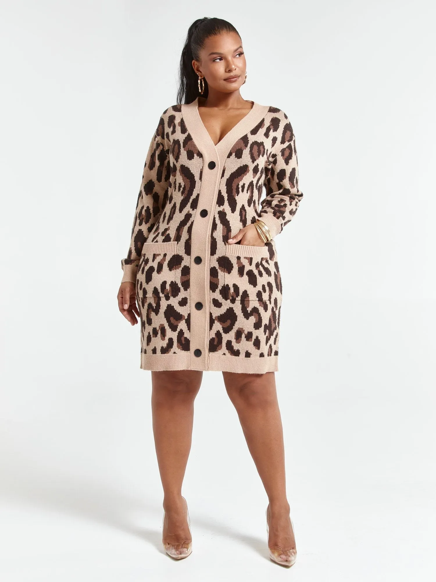 Jess Leopard Print Cardigan Dress