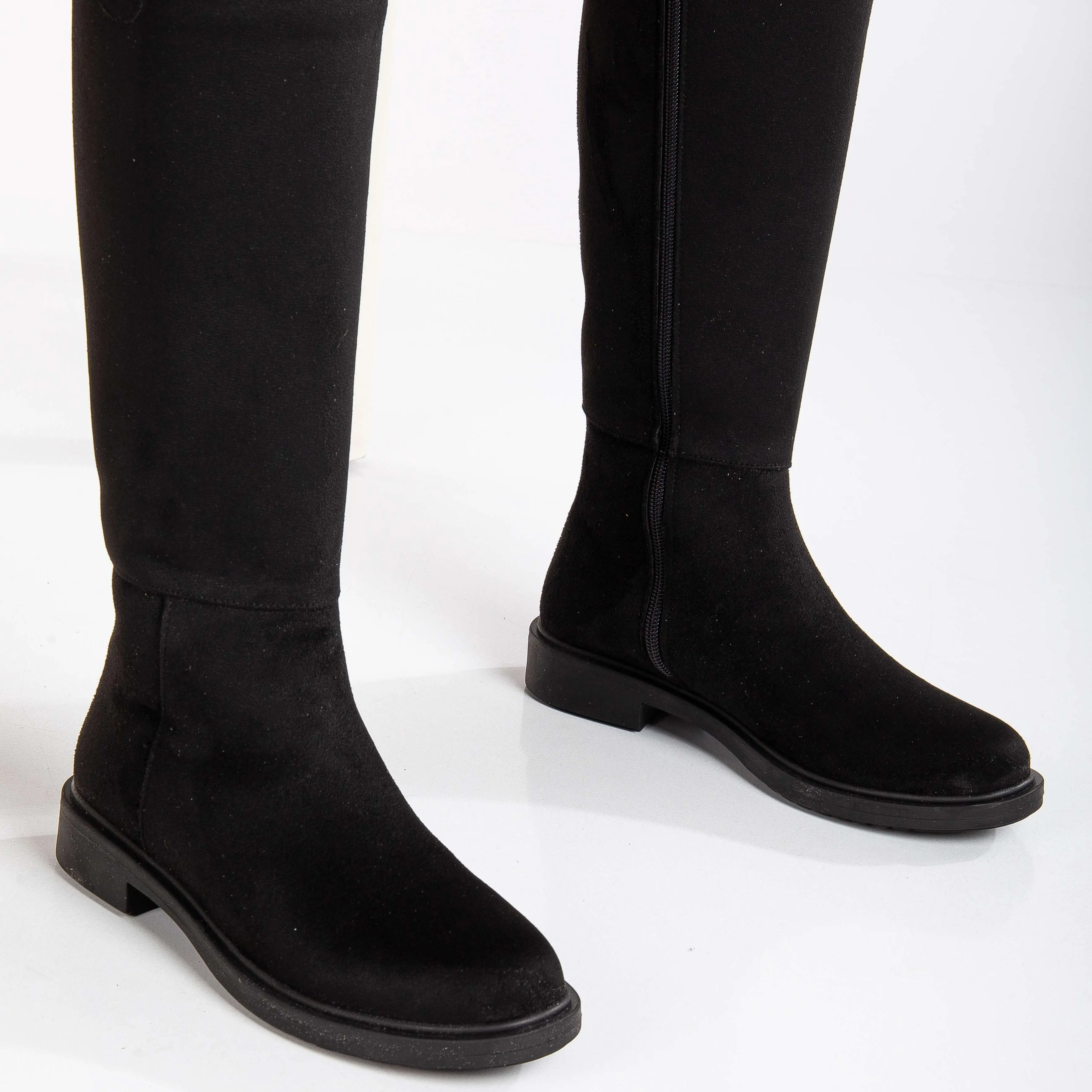 Maeve - Black Suede Knee High Rain Boots