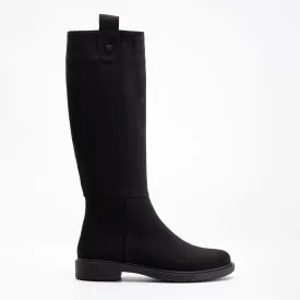 Maeve - Black Suede Knee High Rain Boots