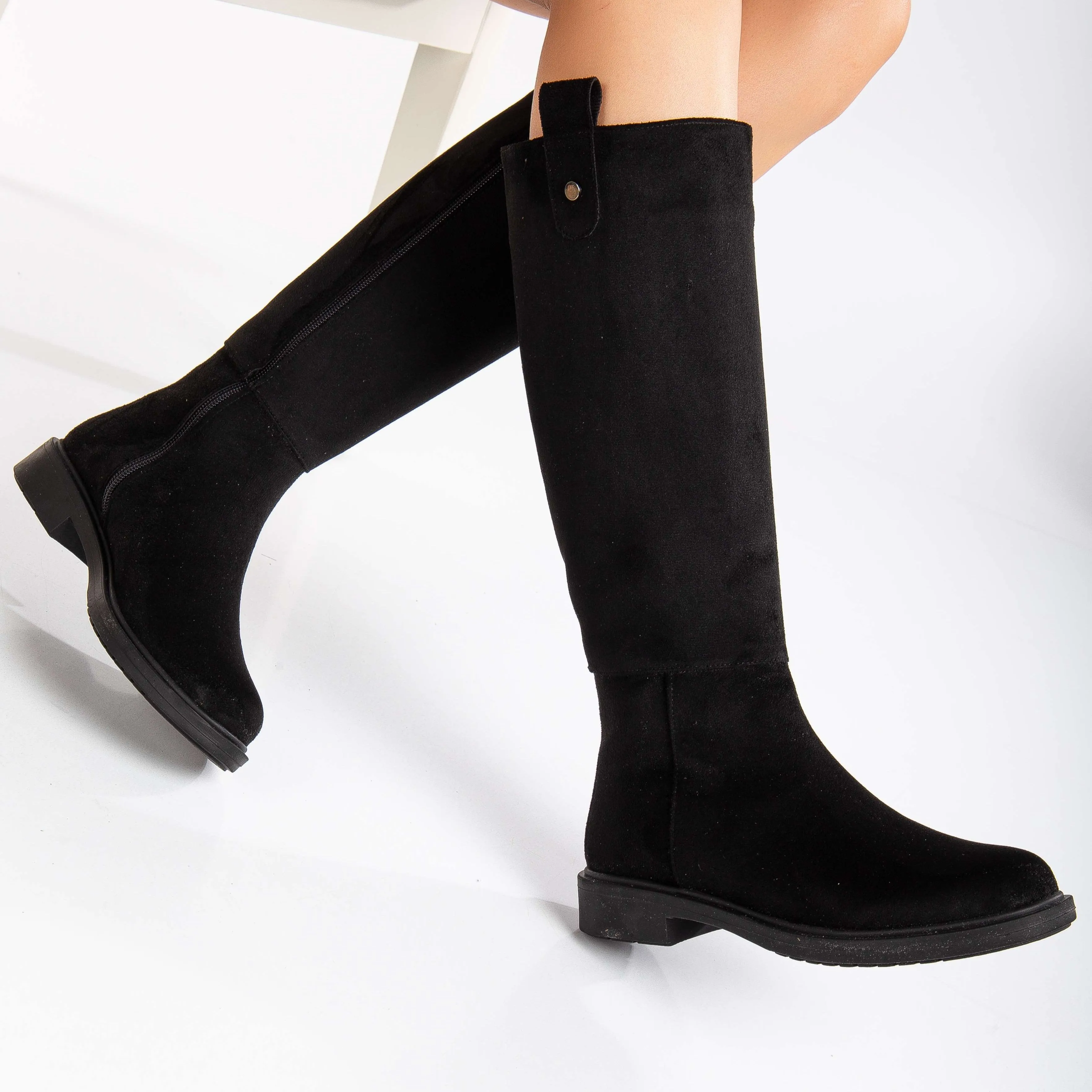 Maeve - Black Suede Knee High Rain Boots