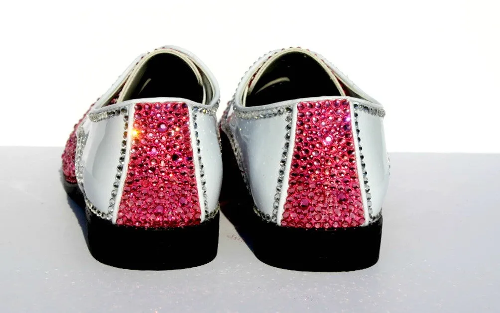 Men's Wing Tip Formal Shoe with Pink Swarovski Crystal