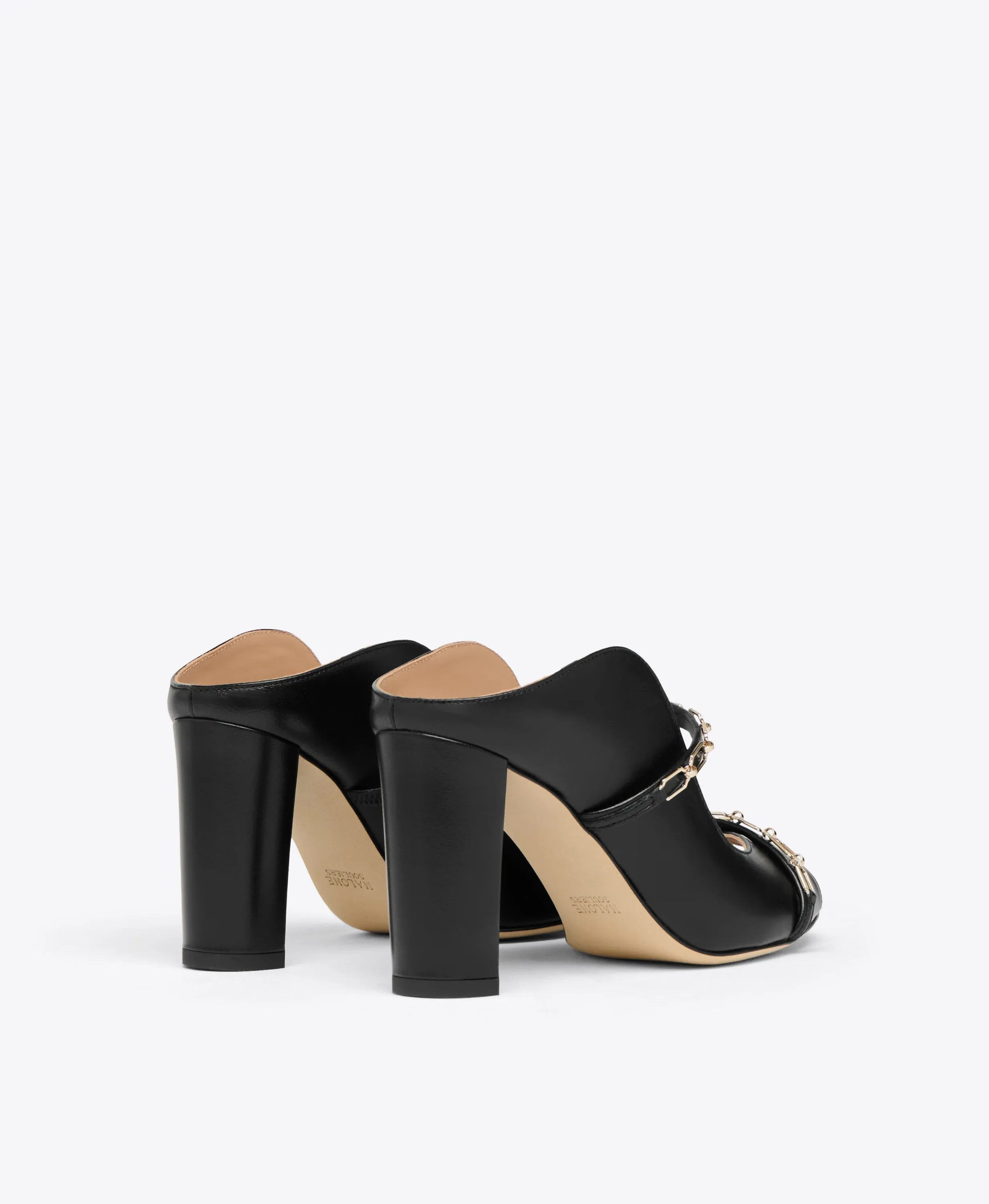 Norah 85 Black Leather Sandals