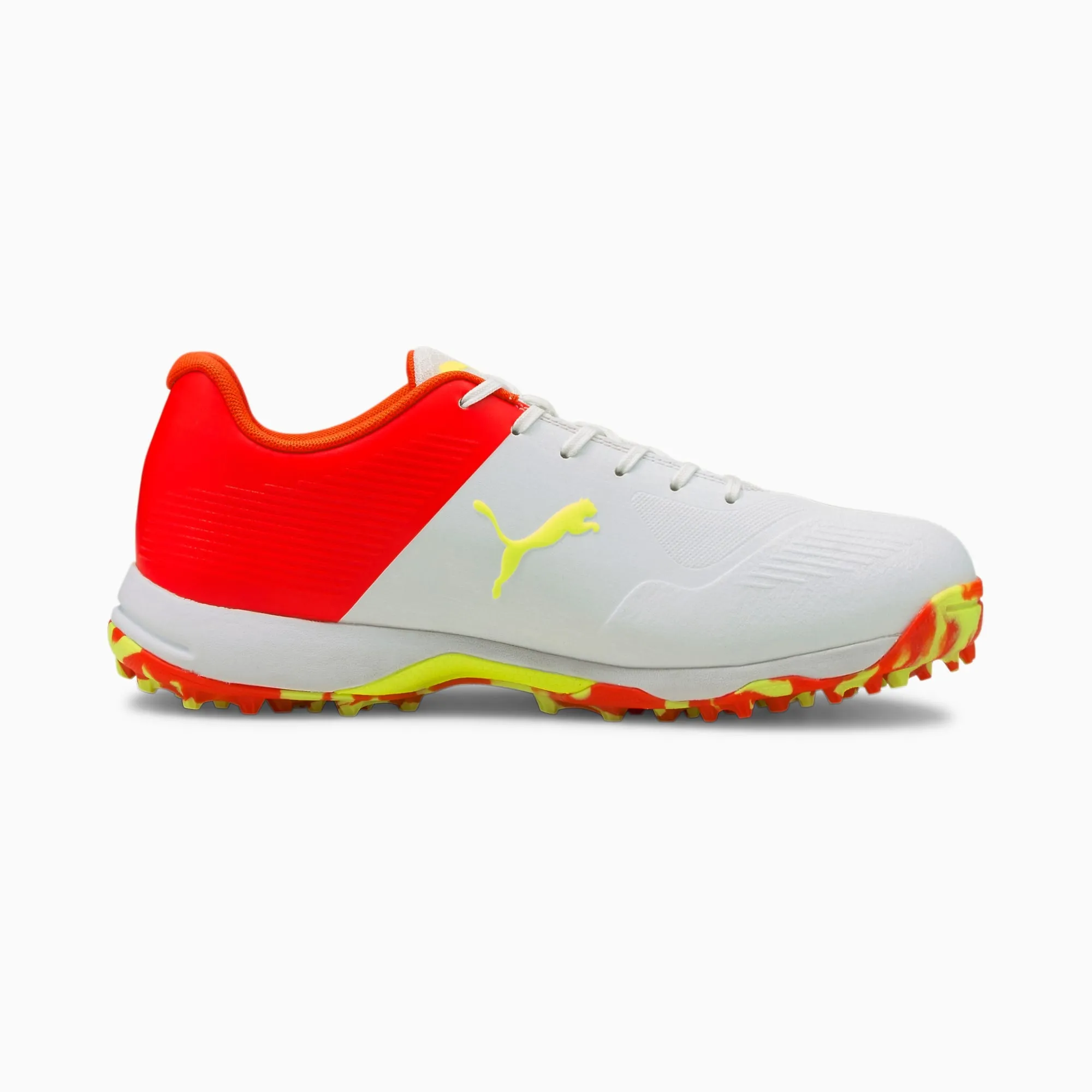 Puma One 8 Cricket Shoe (Red Blast-Yellow Alert-White)