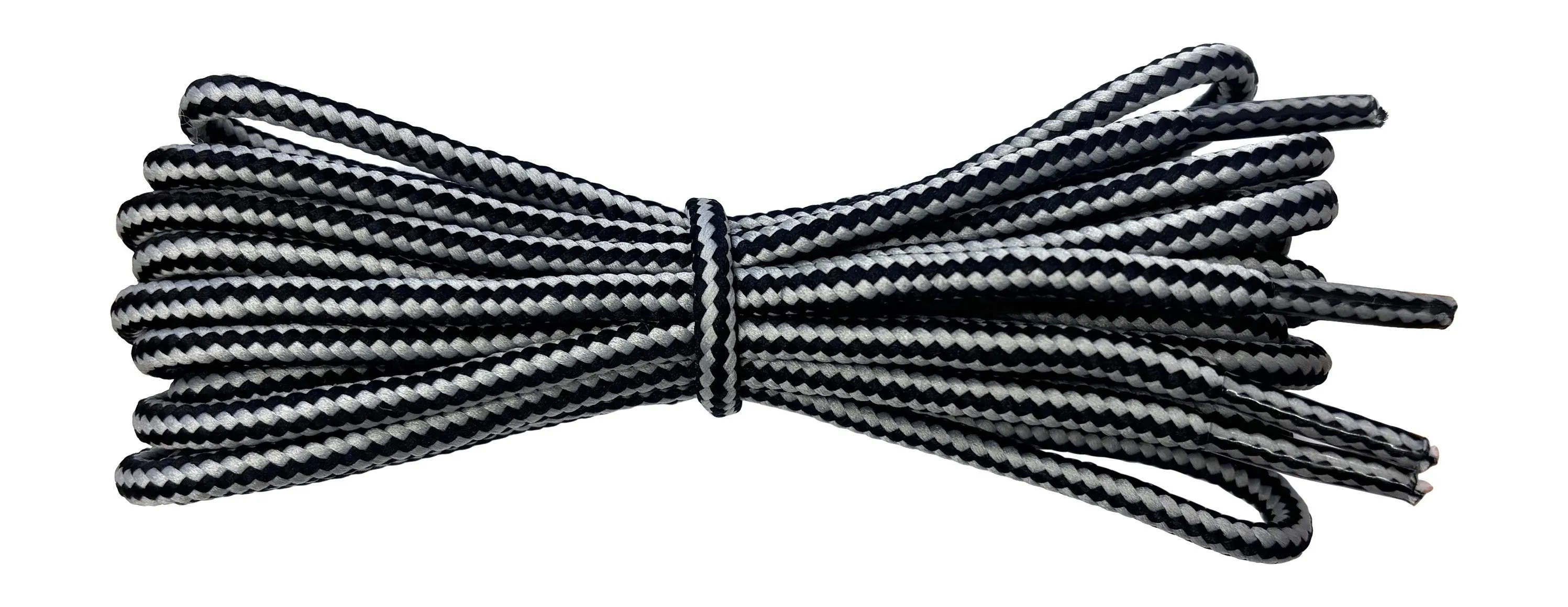 Round 4 mm Black with Grey boot laces for walking and casual boots