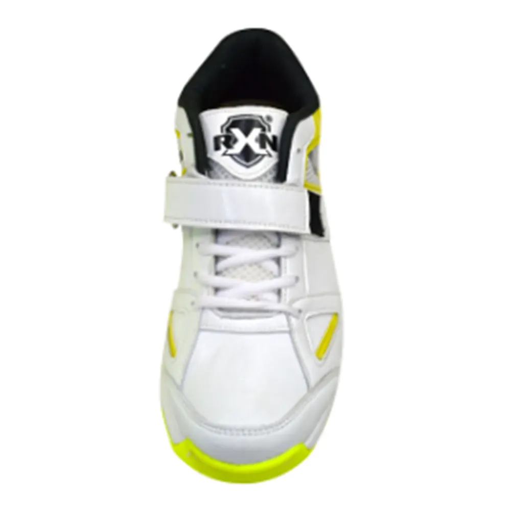 RXN Hattrick Spikes Cricket Shoes (White/Yellow/Black)