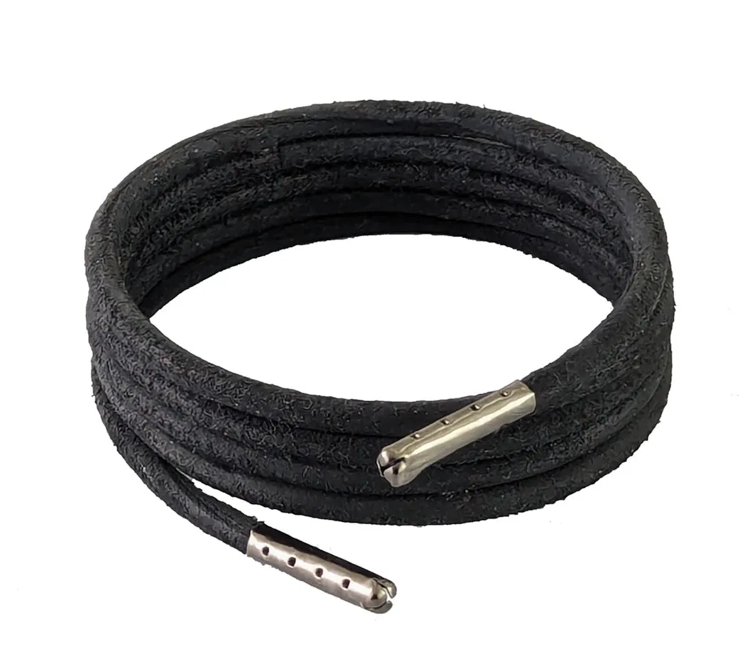 Shoelaces & Boot Laces Black 4 mm Round Leather Heavy Duty