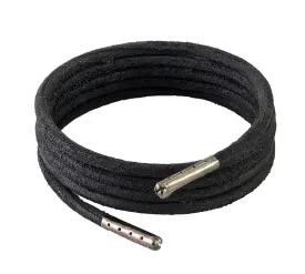 Shoelaces & Boot Laces Black 4 mm Round Leather Heavy Duty